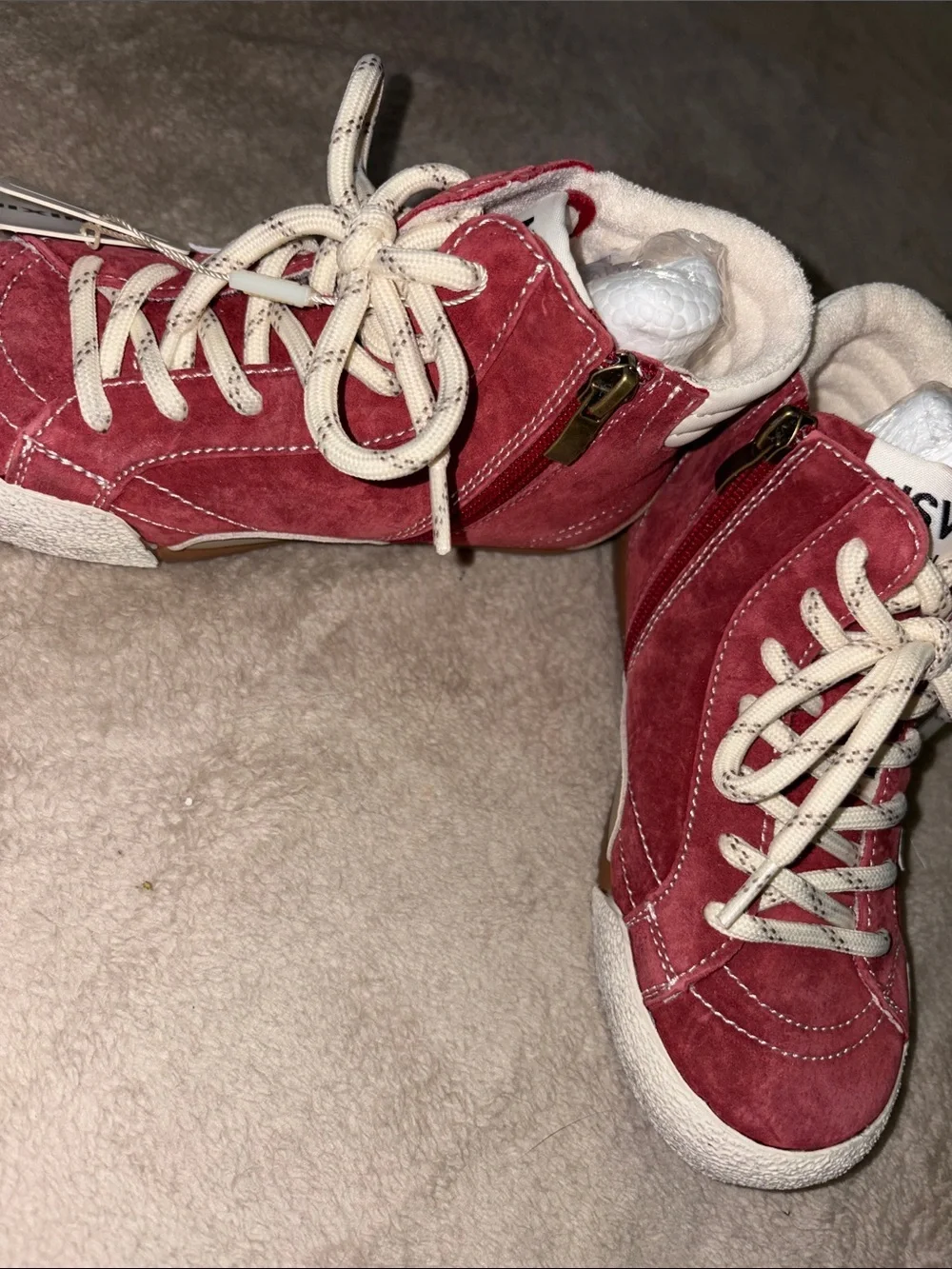 Kids High-Top Sneakers in Burgundy with White Star -